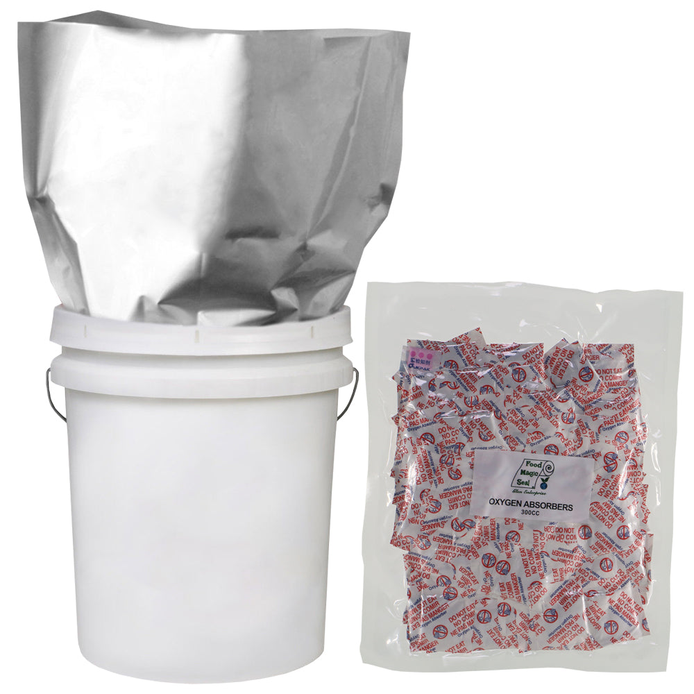 25-1 GALLON 10x16 Mylar Bags + 25-300 cc Oxygen Absorbers Long Term Fo –  Food Magic Seal